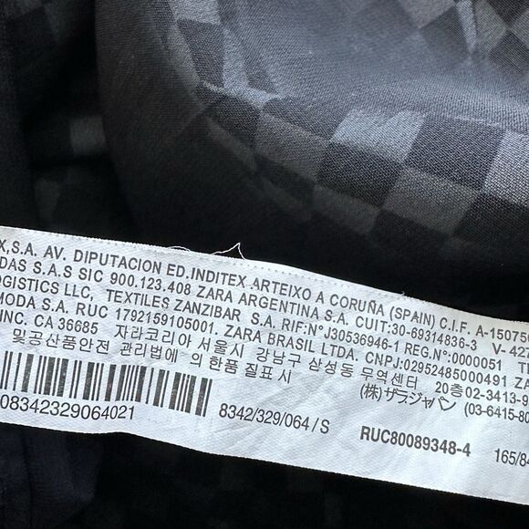 ZARA S Y2K Black White Checked Plaid Sleeve Mini Dress - Picture 9 of 11